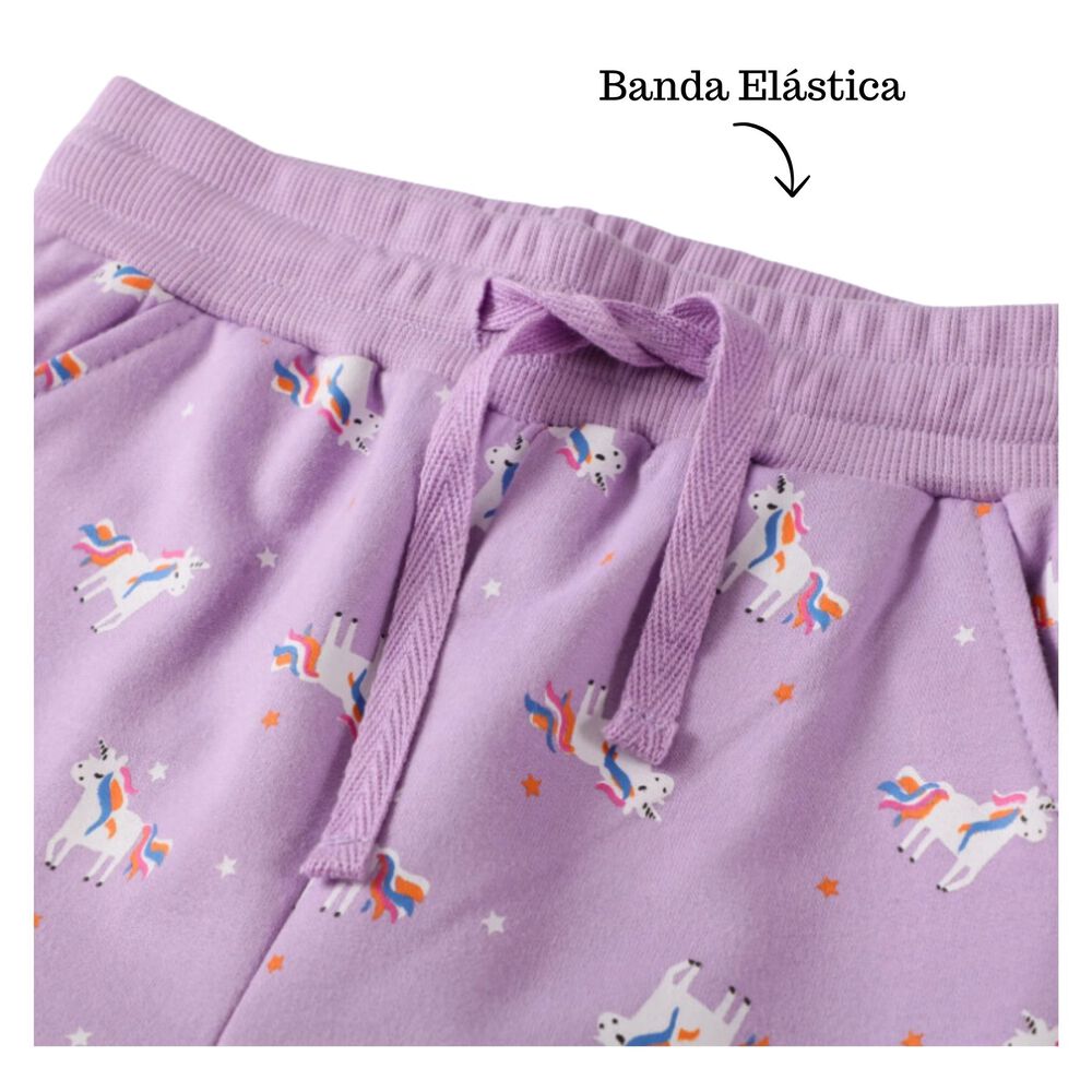 Pantal&oacute;n Buzo Ni&ntilde;a 100% Algod&oacute;n Lila Unicornios image number 1.0