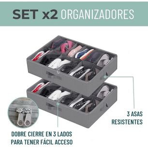 Organizador Zapatos Bajo Cama Almacenamiento Zapatero Set X2
