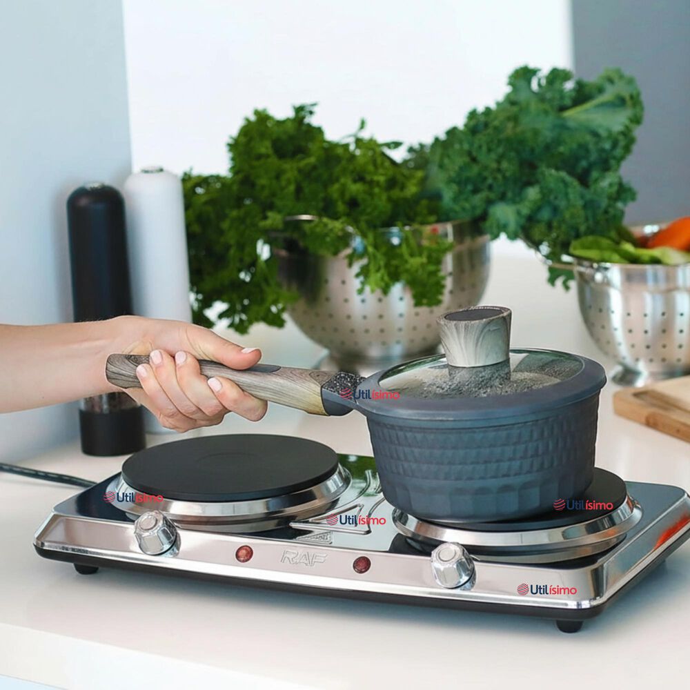 Cocina El&eacute;ctrica Port&aacute;til 2 Platos 2000w De Potencia Acero Inoxidable image number 0.0