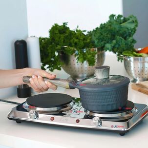 Cocina El&eacute;ctrica Port&aacute;til 2 Platos 2000w De Potencia Acero Inoxidable