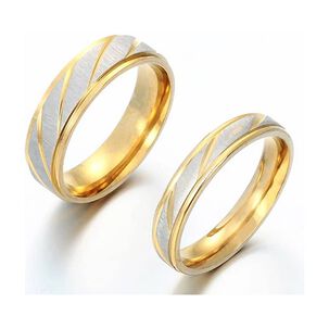 Anillos Compromiso Titanio Dorado Mate Con Zirconios Pulverizado Para Compromiso Dama Mujer Y Hombre/talla 10