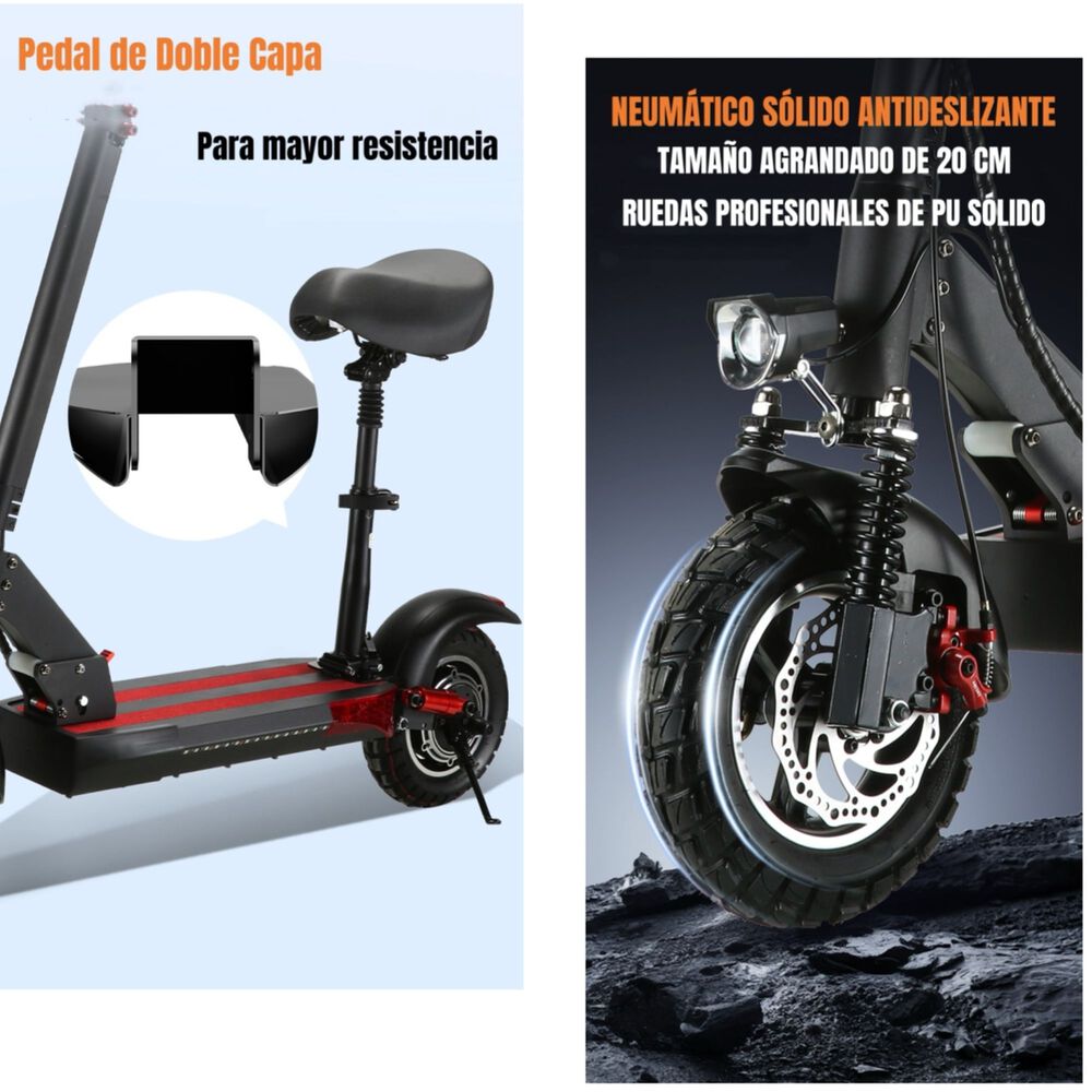 Scooter Adulto El&eacute;ctrico 40km 48v 350w Edge Negro image number 3.0