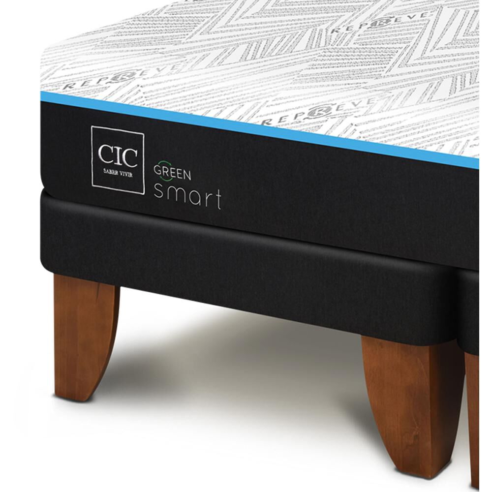 Cama Europea Cic Green Infinity / 2 Plazas / Base Dividida + Set De Maderas image number 4.0