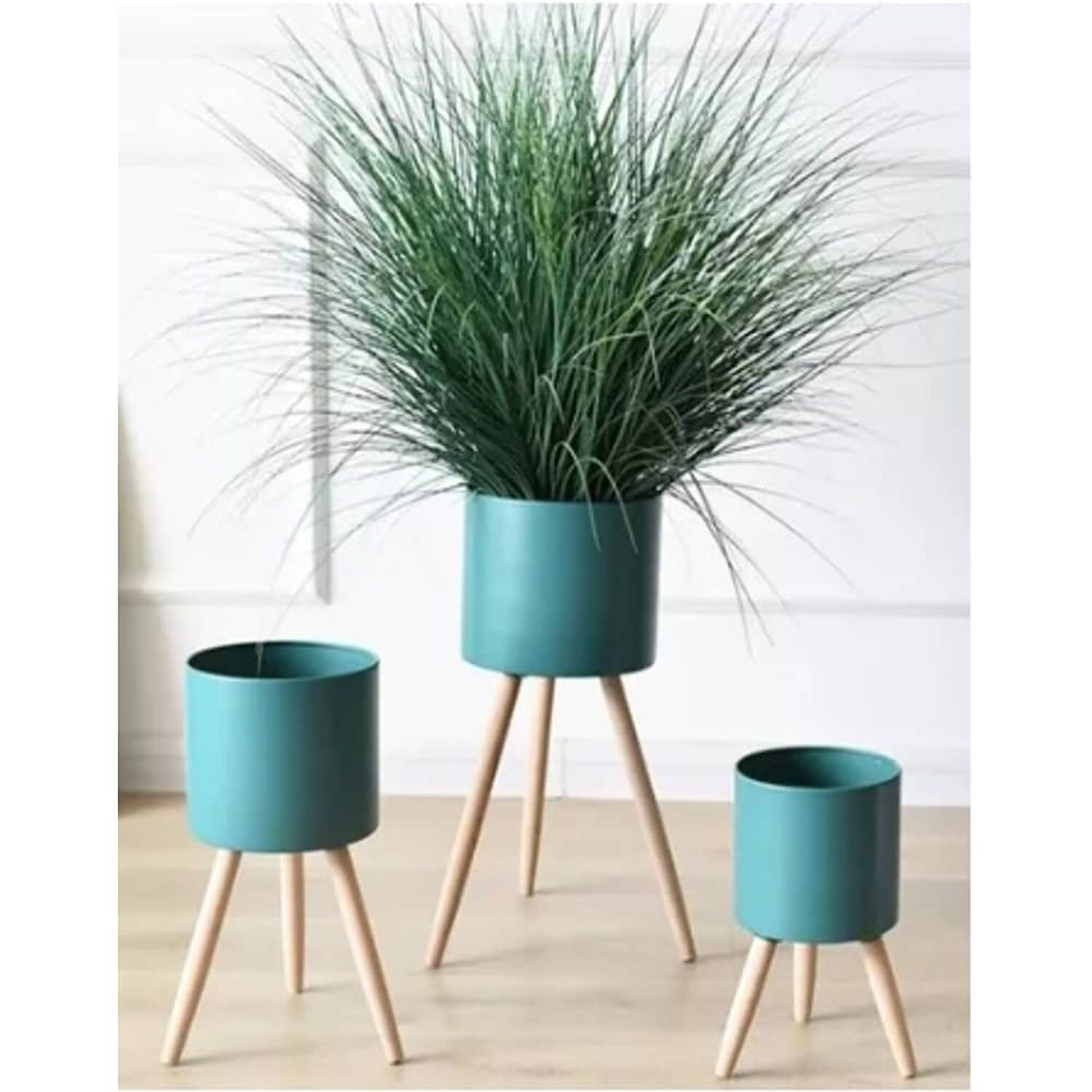Set 3 Floreros Decorativos Met&aacute;licos Pedestal Maceteros image number 0.0