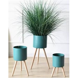 Set 3 Floreros Decorativos Met&aacute;licos Pedestal Maceteros