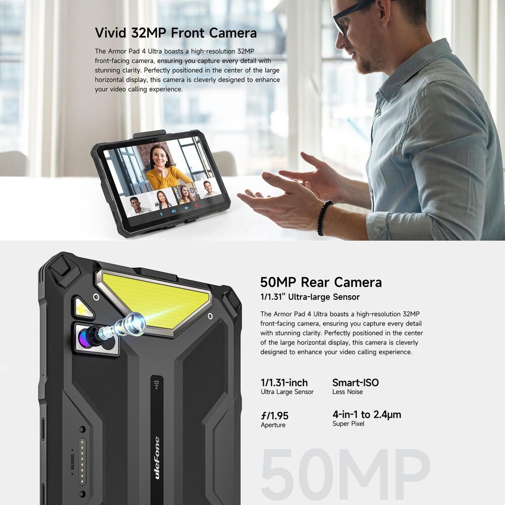 Ulefone Armor Pad 4 Ultra Con Cámara Térmica - Tablet Rugged 10.36" 5g, 8gb Ram, 256gb image number 6.0