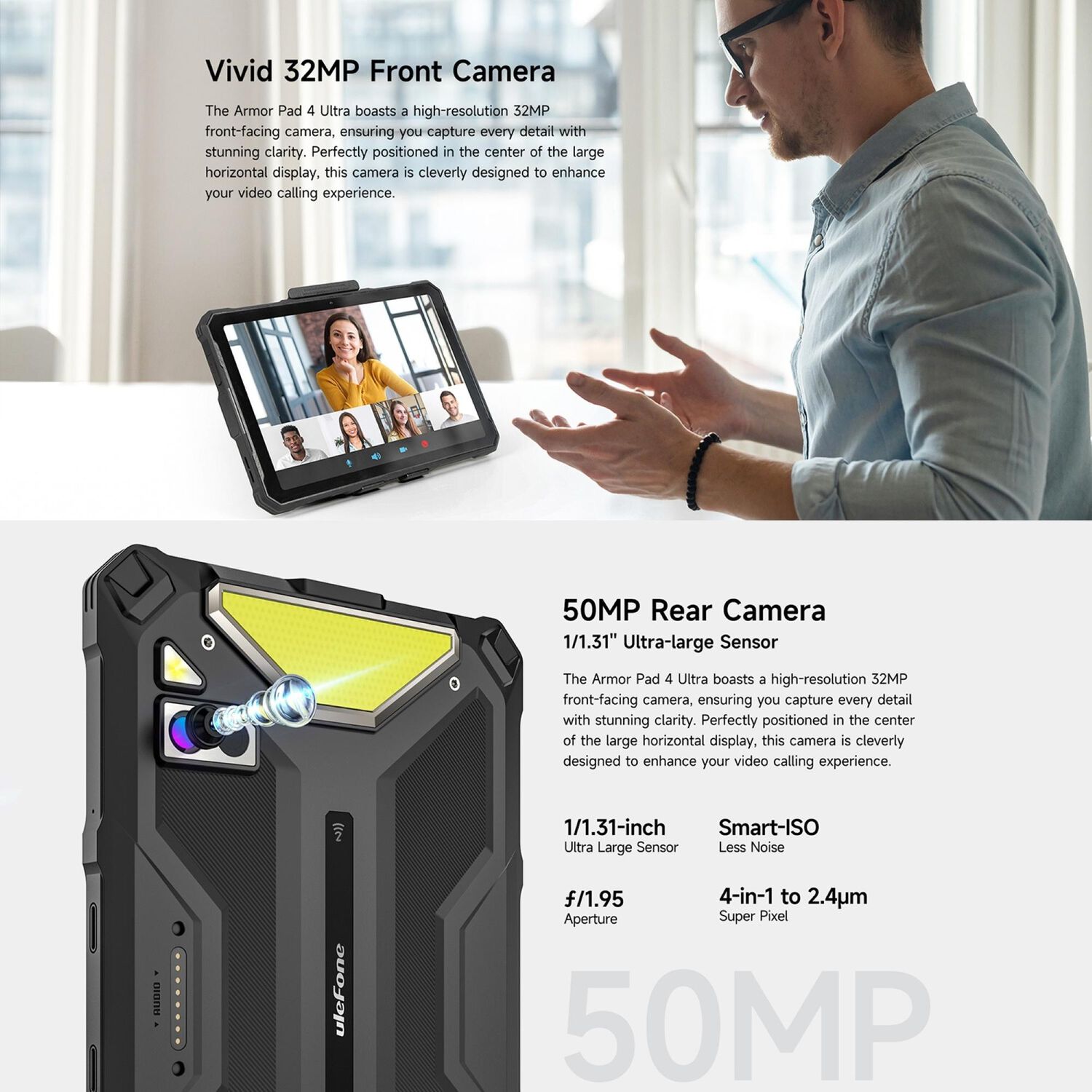 Ulefone Armor Pad 4 Ultra Con C&aacute;mara T&eacute;rmica - Tablet Rugged 10.36" 5g, 8gb Ram, 256gb image number 6.0