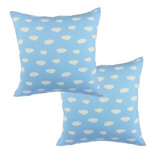 Set 2 Cojines Lona Estampada Nube Azul 50x50