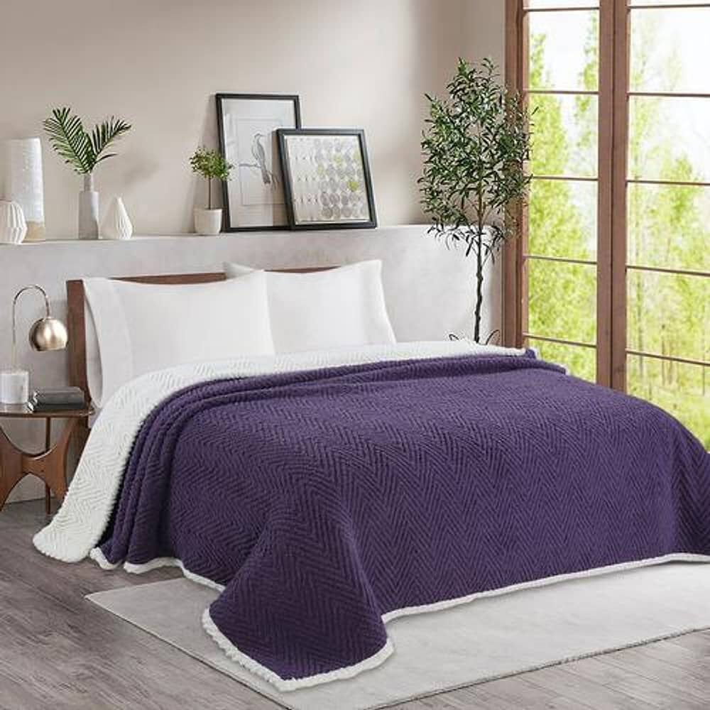 Frazada Andes Chiporro Espiga Morado 2 Plaza image number 0.0