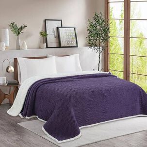 Frazada Andes Chiporro Espiga Morado 2 Plaza