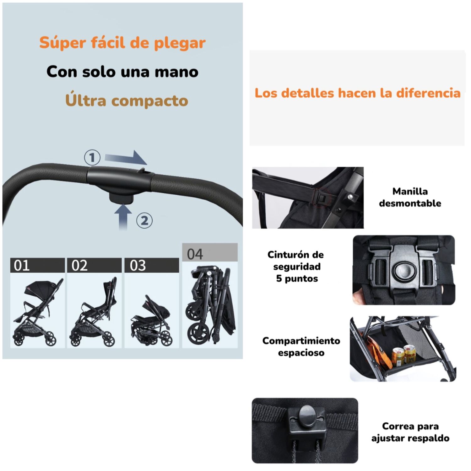 Coche De Paseo Reversible 4 Ruedas 360&deg;space Negro Lubabycas image number 1.0