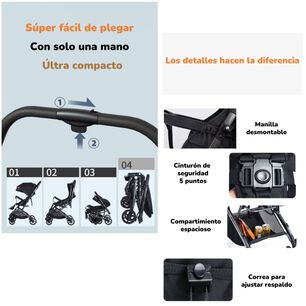 Coche De Paseo Reversible 4 Ruedas 360&deg;space Negro Lubabycas