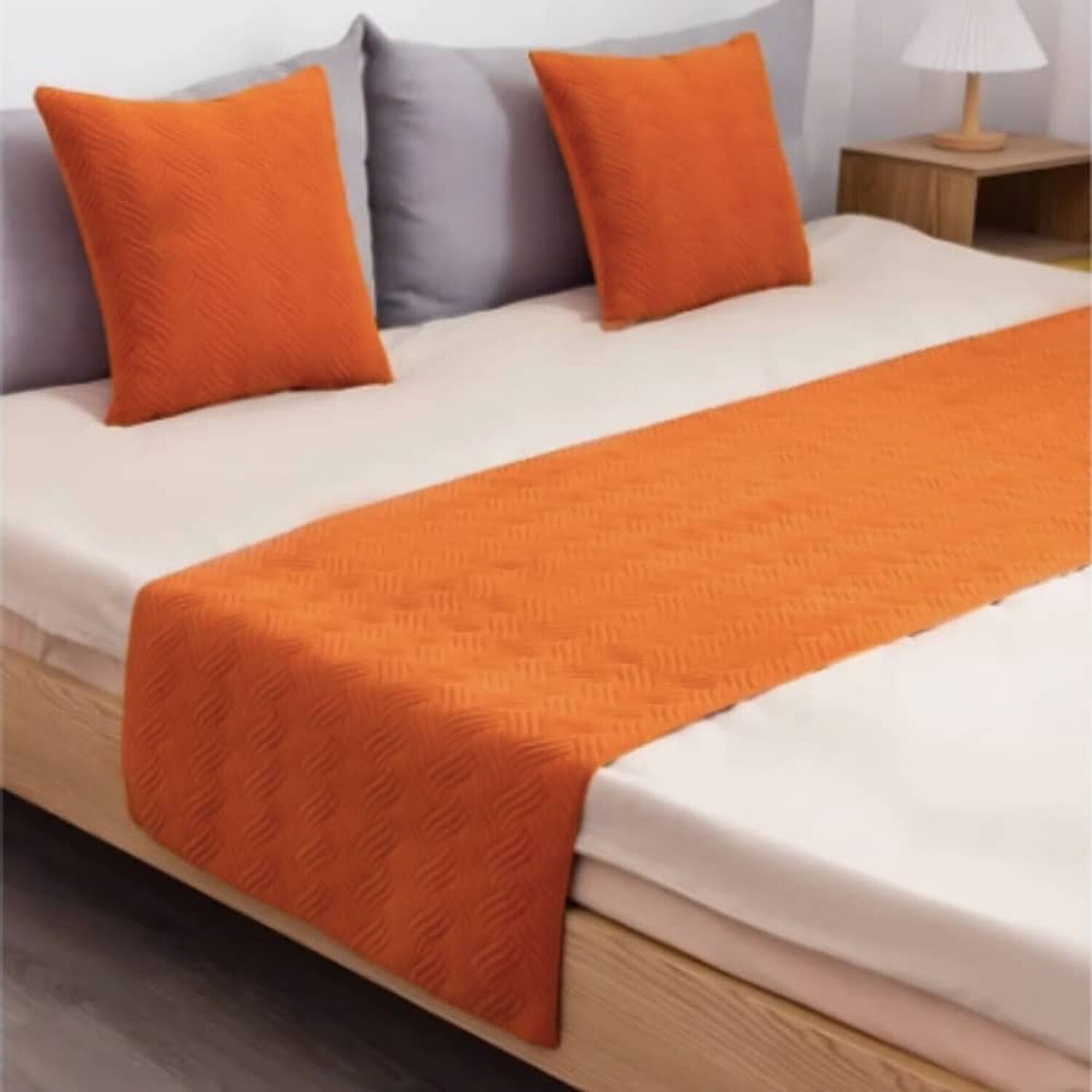Piecera De Cama Plush Con 2 Fundas Colores Color Terracota image number 0.0