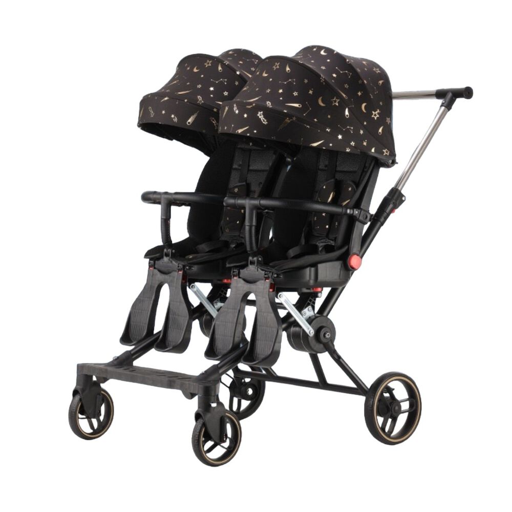 Coche Doble Con Mesita De Comer Reclinable Negro Lubabycas image number 0.0