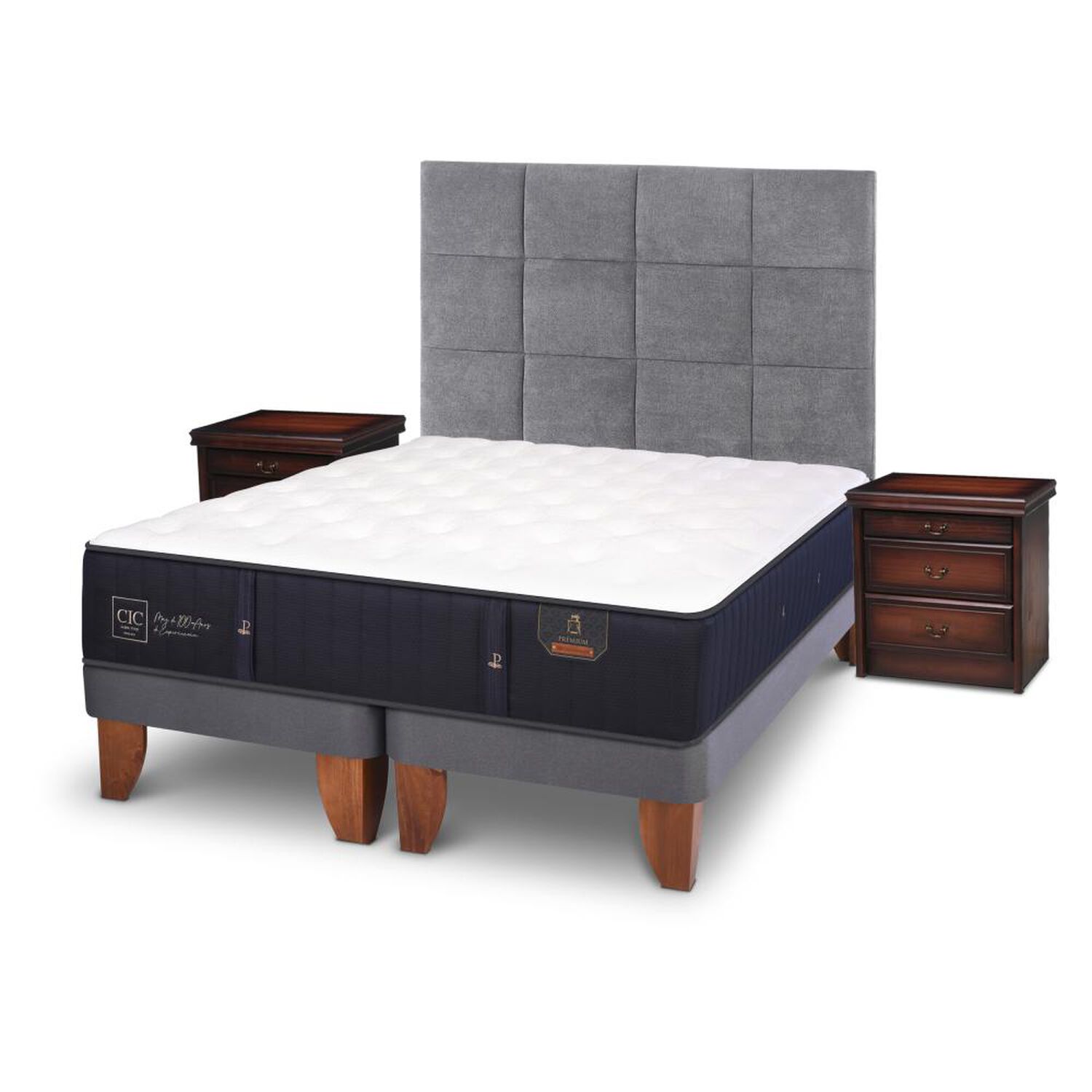 Cama Europea Cic Premium / Super King / Base Dividida + Set De Maderas image number 1.0