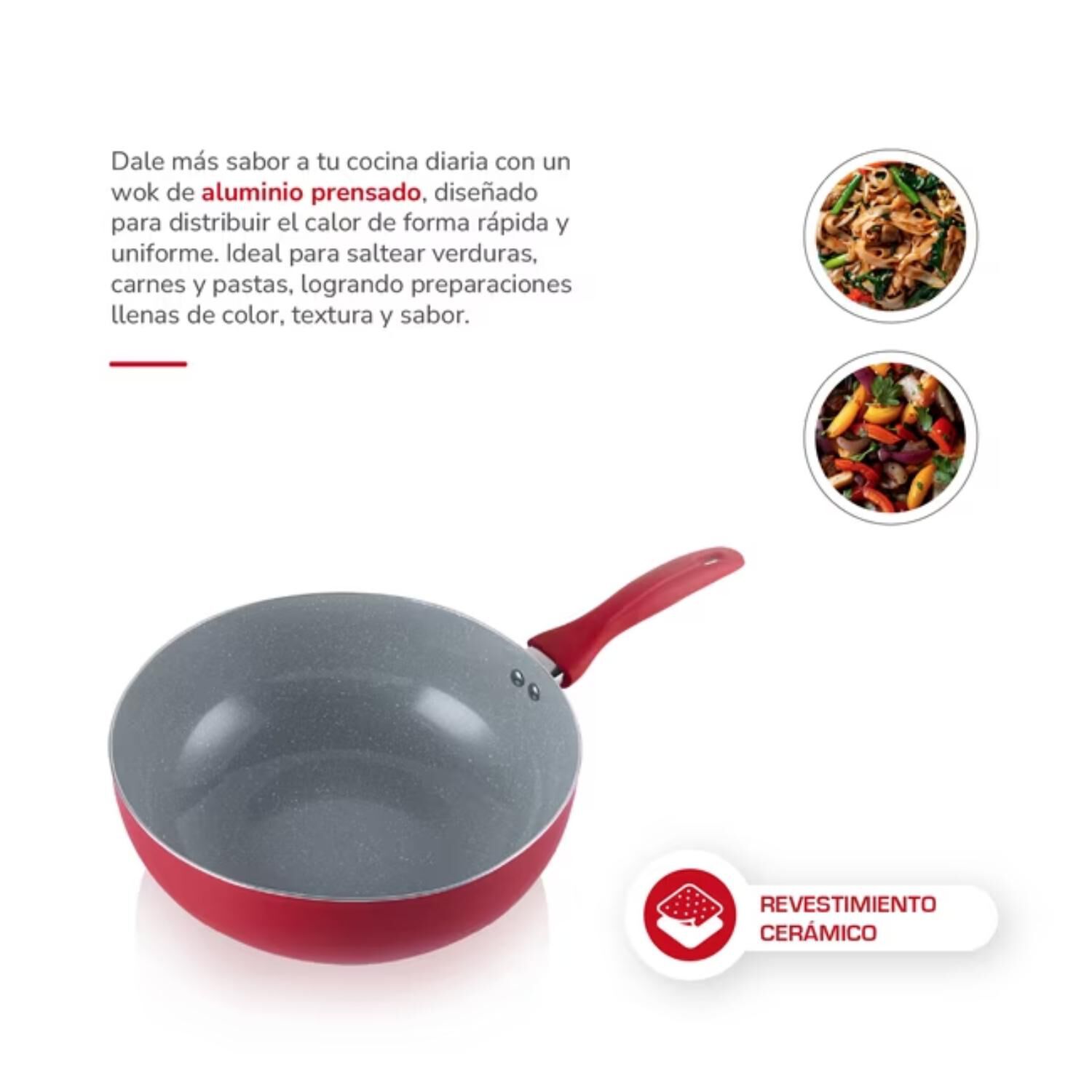 Sarten Wok Chef 28cm Aluminio Prensado Th-mwk28r Thomas image number 1.0