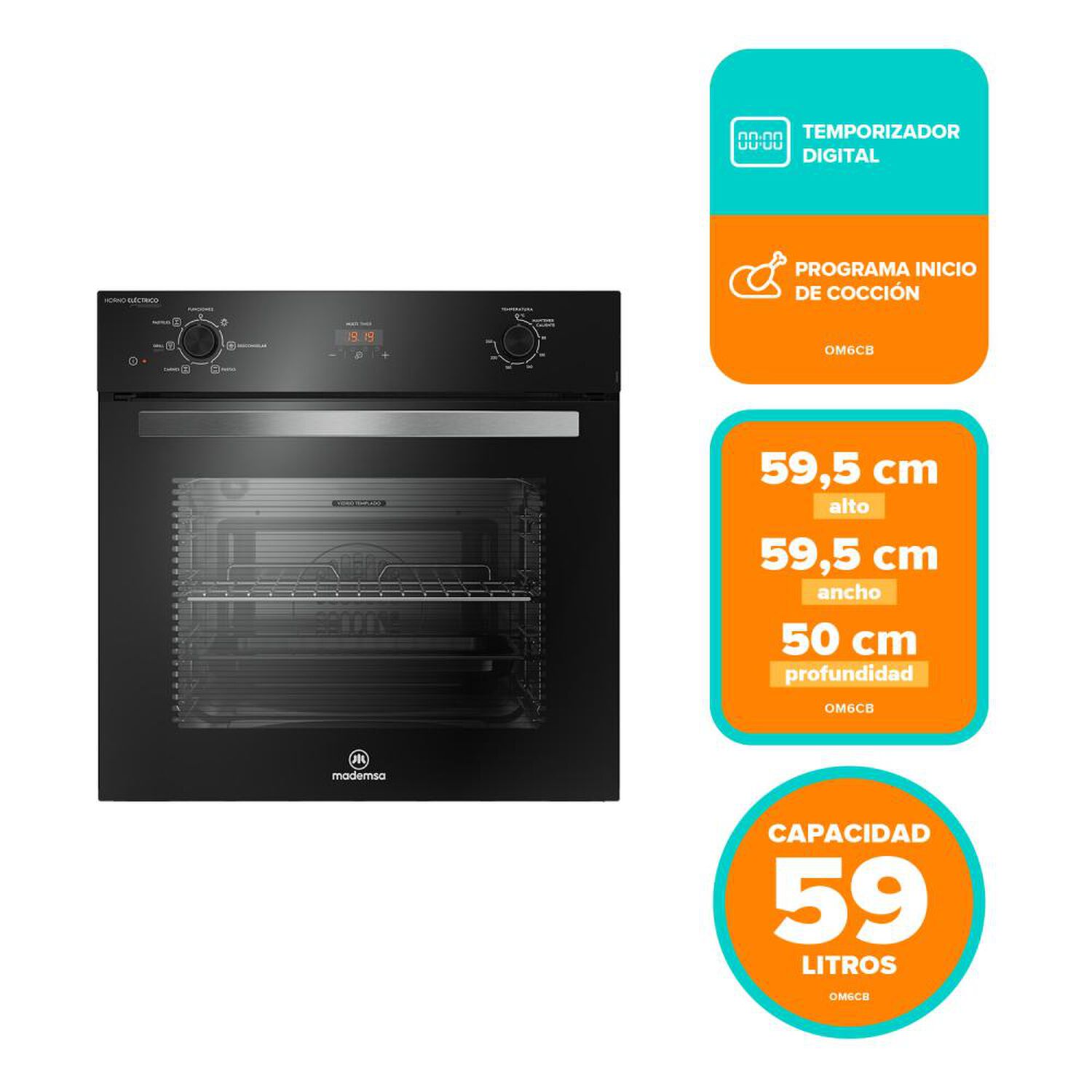 Horno Empotrado Mademsa Om6cb / 50 Litros image number 6.0