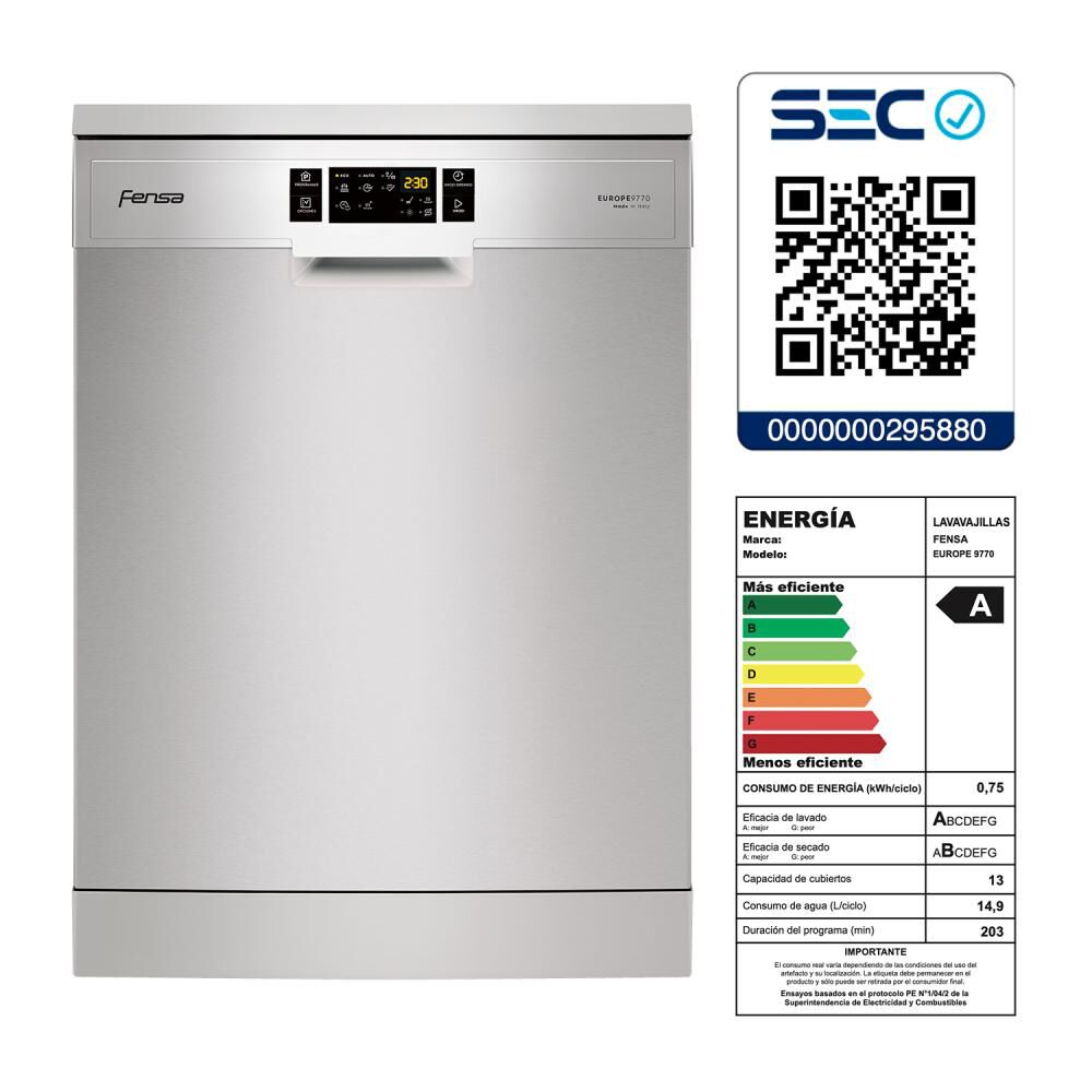 Lavavajilla Fensa Europe 9770 / 13 Cubiertos image number 6.0
