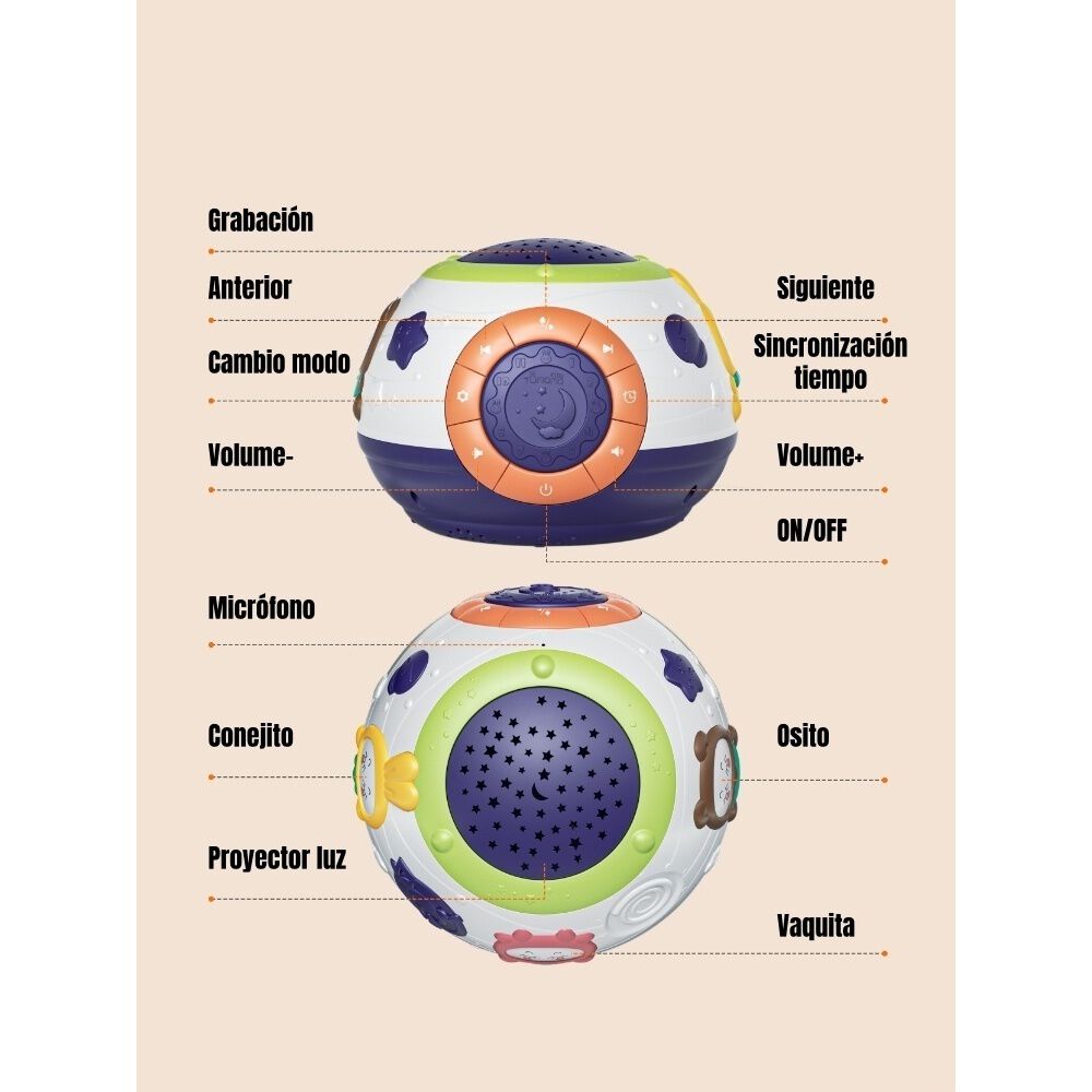 Proyector Inteligente L&aacute;mpara Luz Melod&iacute;a Espanta Cuco Tm168 image number 3.0