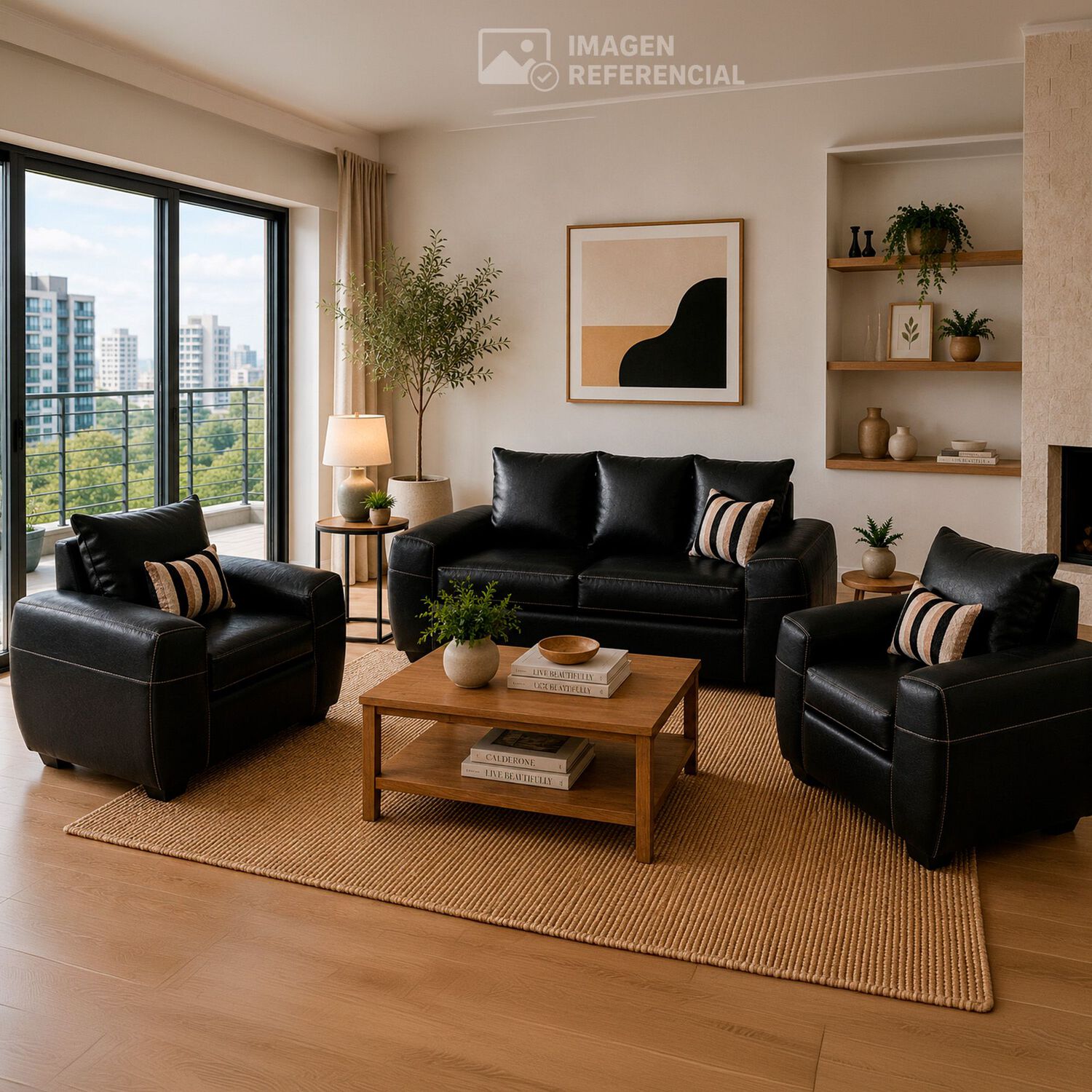 Juego De Living Elegant Detail Houston Pu / 4 Cuerpos image number 0.0