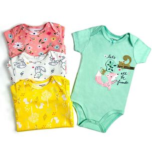 Pack 4 Bodys Ni&ntilde;a Manga Corta Tedmimak 100% Algod&oacute;n Animales Animados