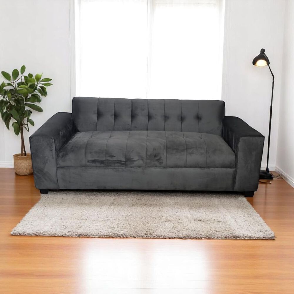 Sofa Dos Cuerpos Felpa Gris Oscuro image number 3.0