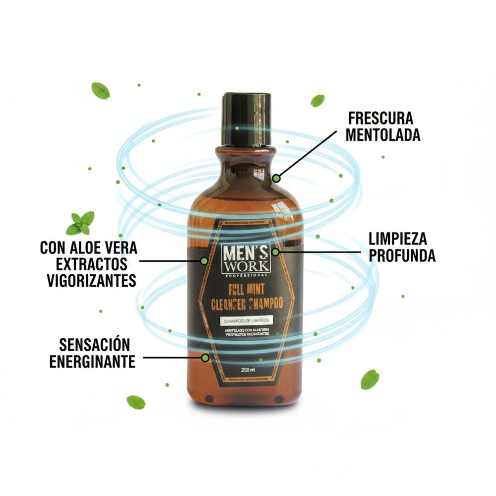Shampoo De Limpieza Full Mint Mens Work 250ml image number 2.0