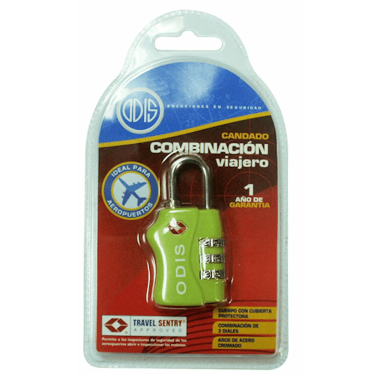 Candado Odis Tsa Maleta Viaje 33mm Con Clave - Verde image number 3.0