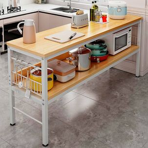 Mesa De Cocina Organizadora 2 Niveles Metal Y Madera