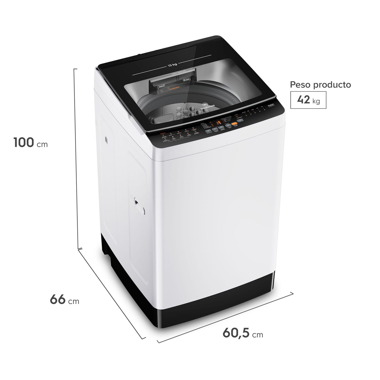 Lavadora Autom&aacute;tica 15kg Carga Superior Mdwmt15w Blanca image number 1.0