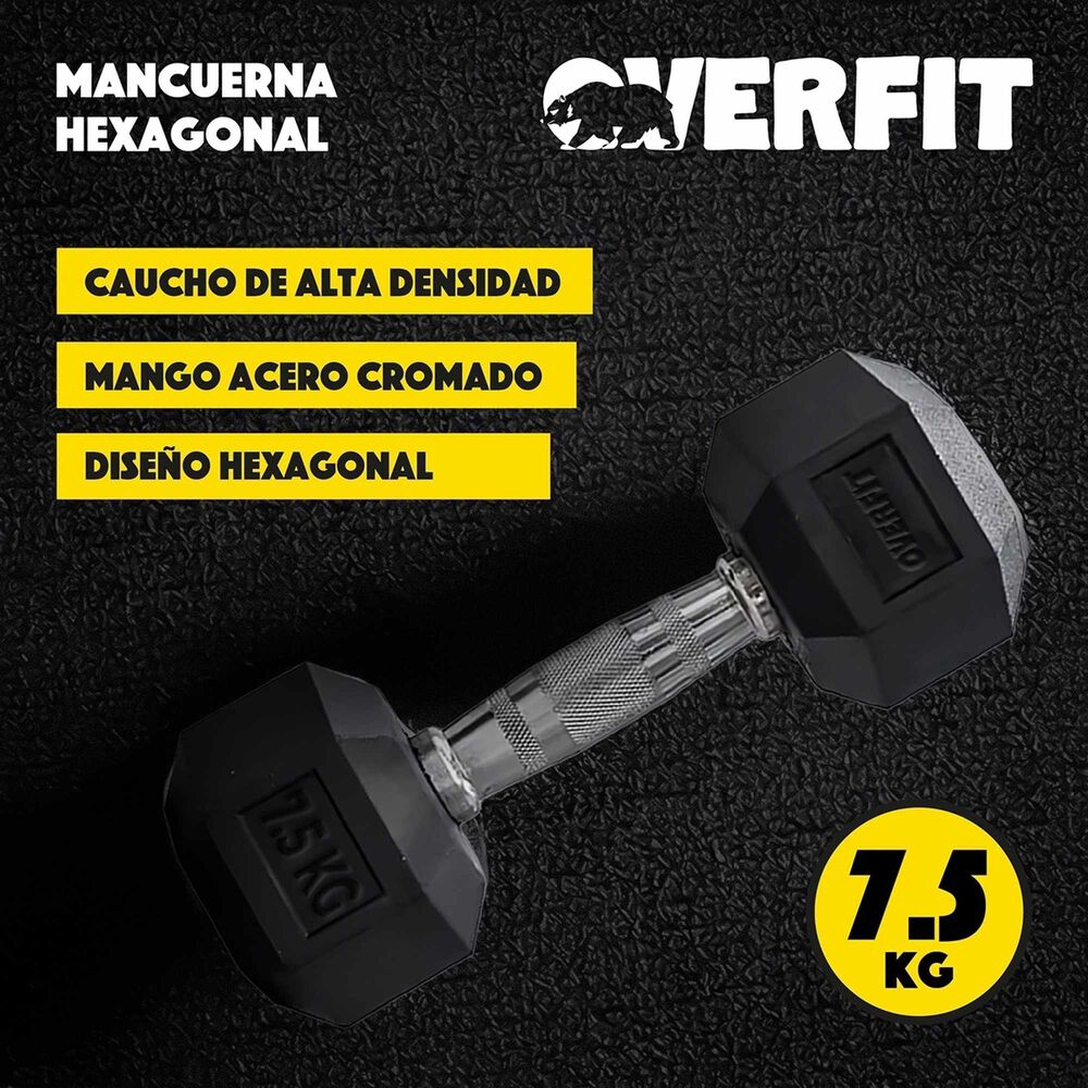 Mancuerna Hexagonal 7.5kg Acero Y Caucho Overfit image number 11.0