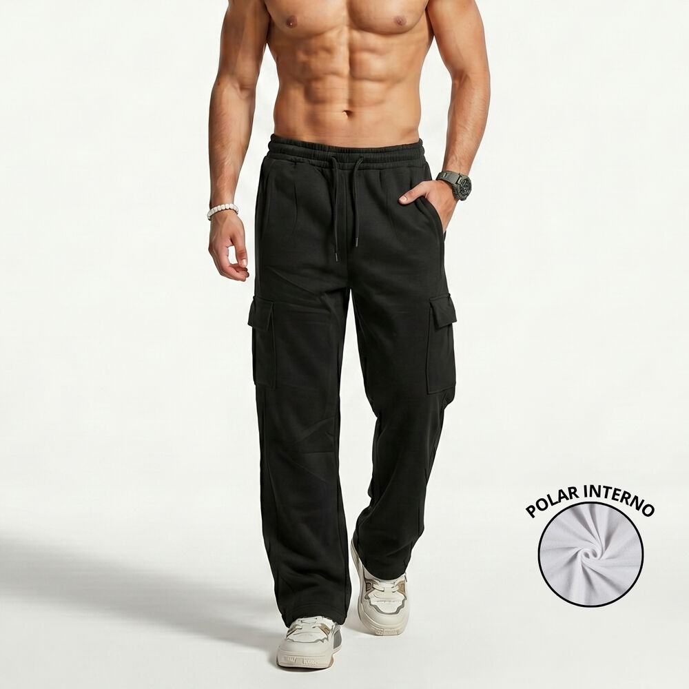 Pantalon Buzo Cargo Forro Polar Hombre image number 0.0