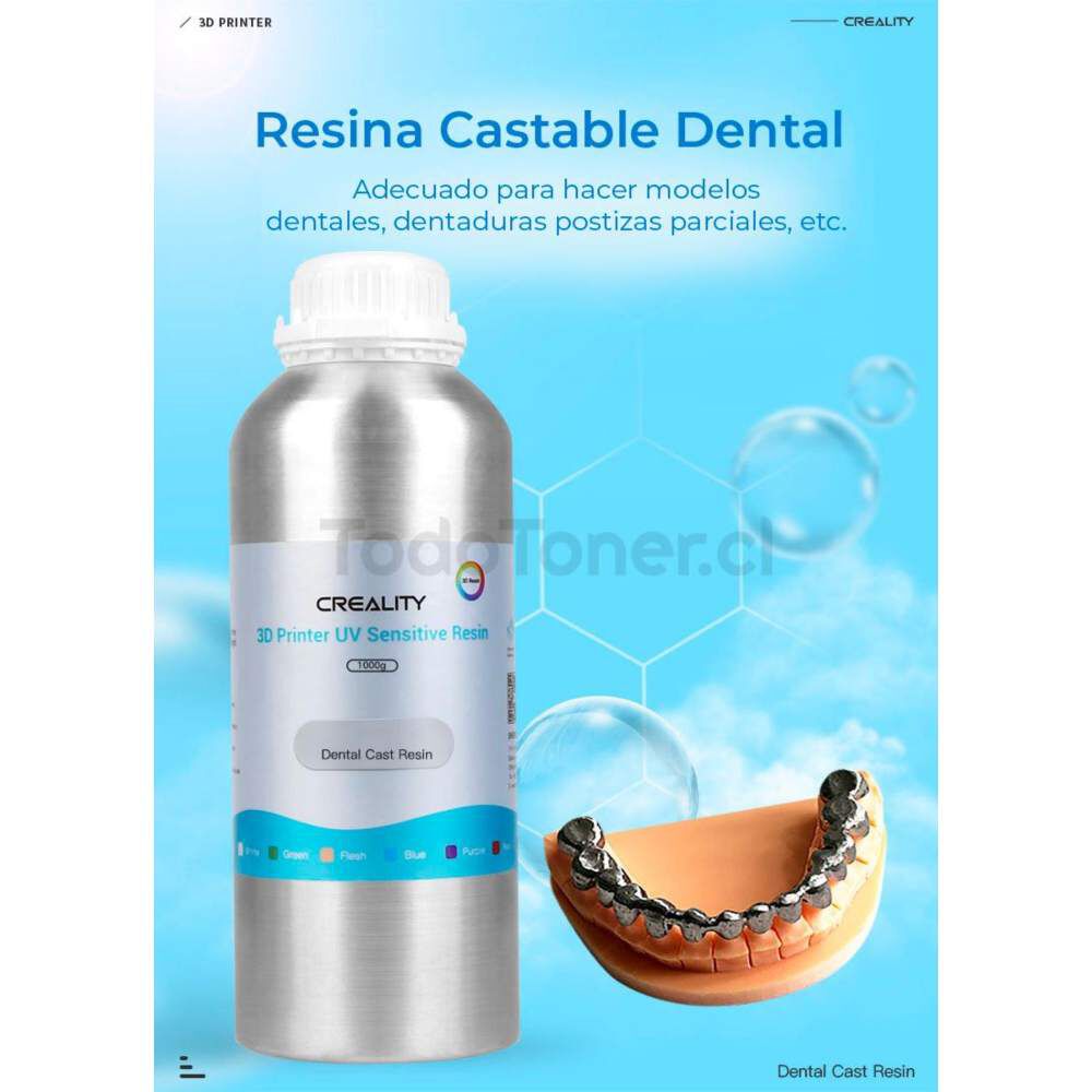 Resina Castable Dental Verde Transparente Para Impresoras 3d 1000g Creality image number 2.0