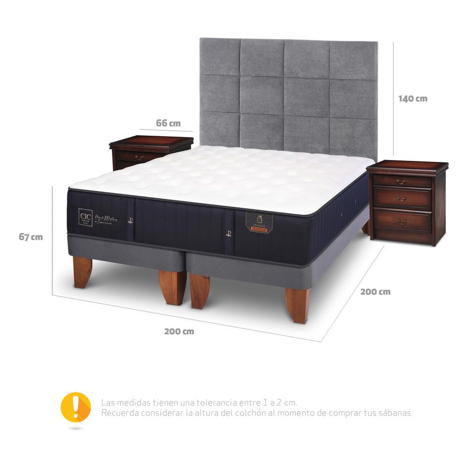 Cama Europea Cic Premium / Super King / Base Dividida + Set De Maderas image number 2.0