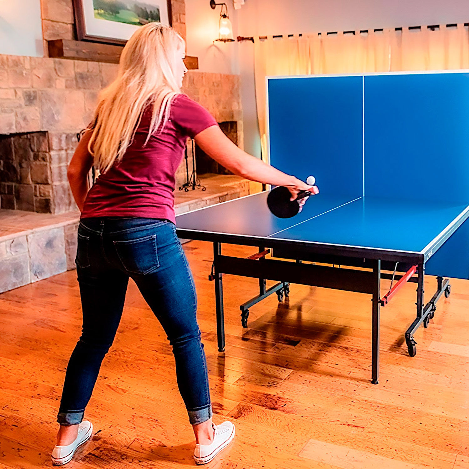 Mesa De Ping Pong Plegable Profesional Azul image number 1.0