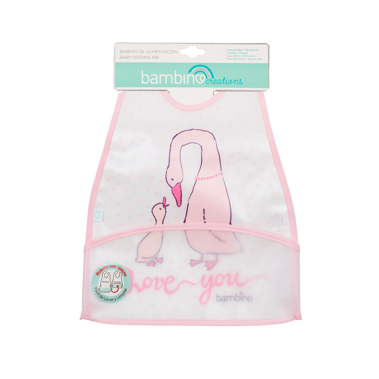 Babero De Alimentacion Bambino Patos Blanco image number 1.0