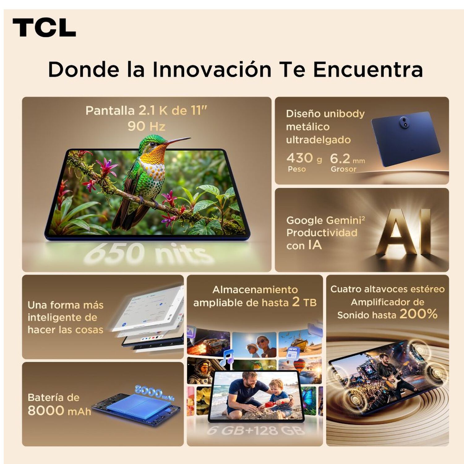 Tablet 11" TCL Tab A1 / 6 GB RAM / 128 GB / Azul Marino + Funda image number 3.0