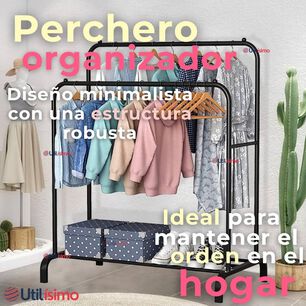 Perchero Organizador Colgante De Ropa Doble Barra Tendedero Acero