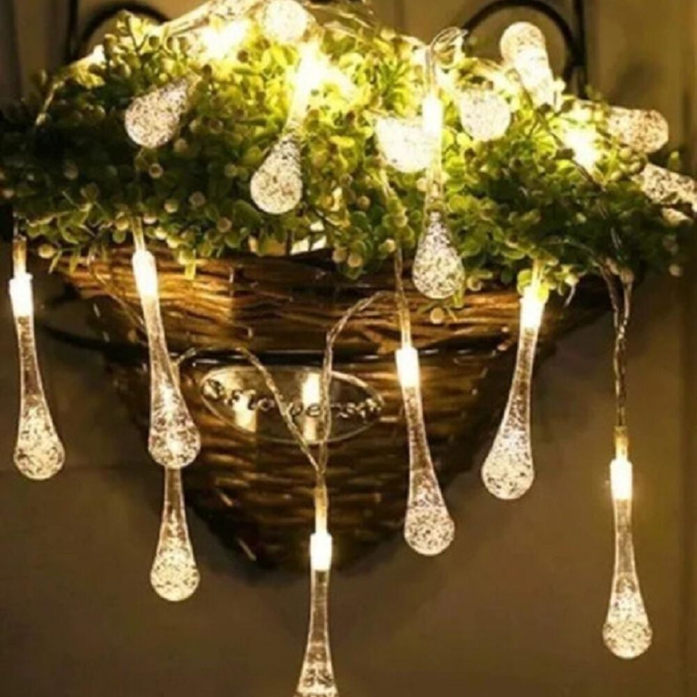 Guirnalda Luz Led Forma Gota De Agua Con Carga Solar Jardin image number 0.0