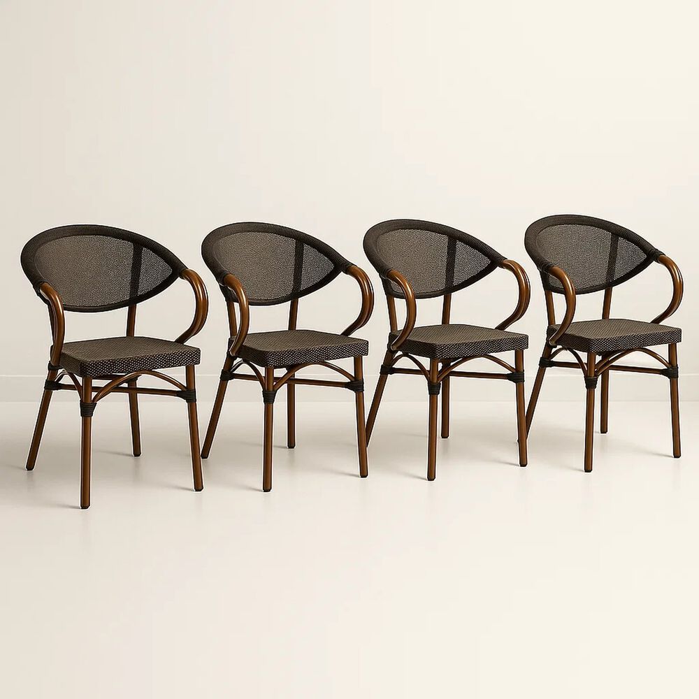 Pack De 4 Sillas Bistro Parisina Textileno Con Reposabrazos - Caf&eacute; Oscuro image number 0.0