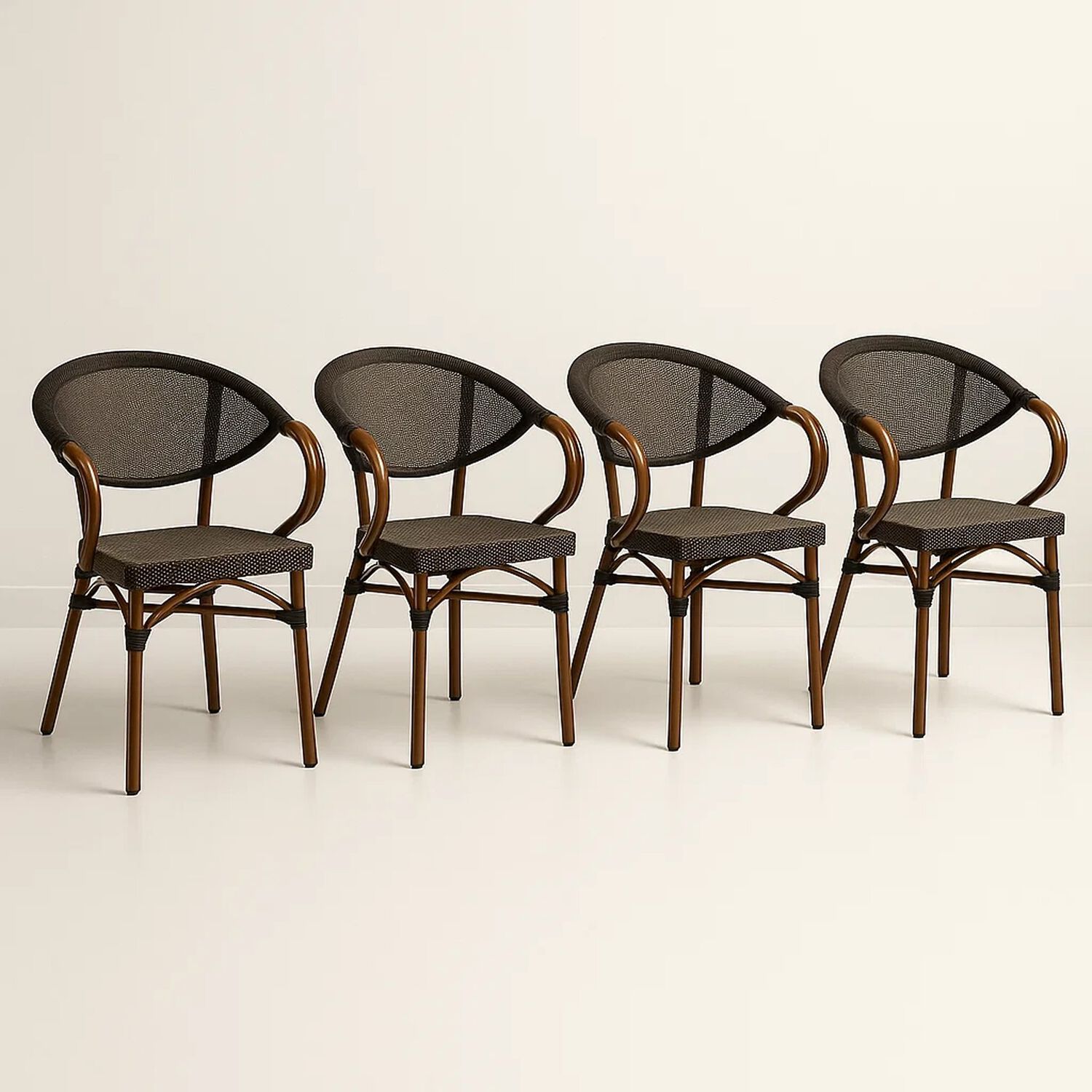Pack De 4 Sillas Bistro Parisina Textileno Con Reposabrazos - Caf&eacute; Oscuro image number 0.0