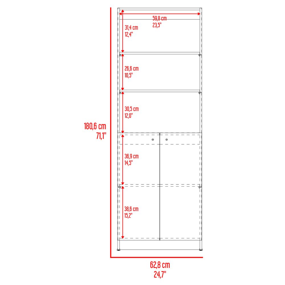 Estante Organizador 2 Puertas 180,6x62,8x29,9 Cm Negro Y Caf&eacute; Claro image number 6.0