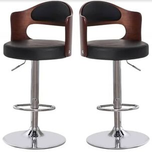 Pack 2 Sillas Bar Taburete Madera Con Respaldo Boscco