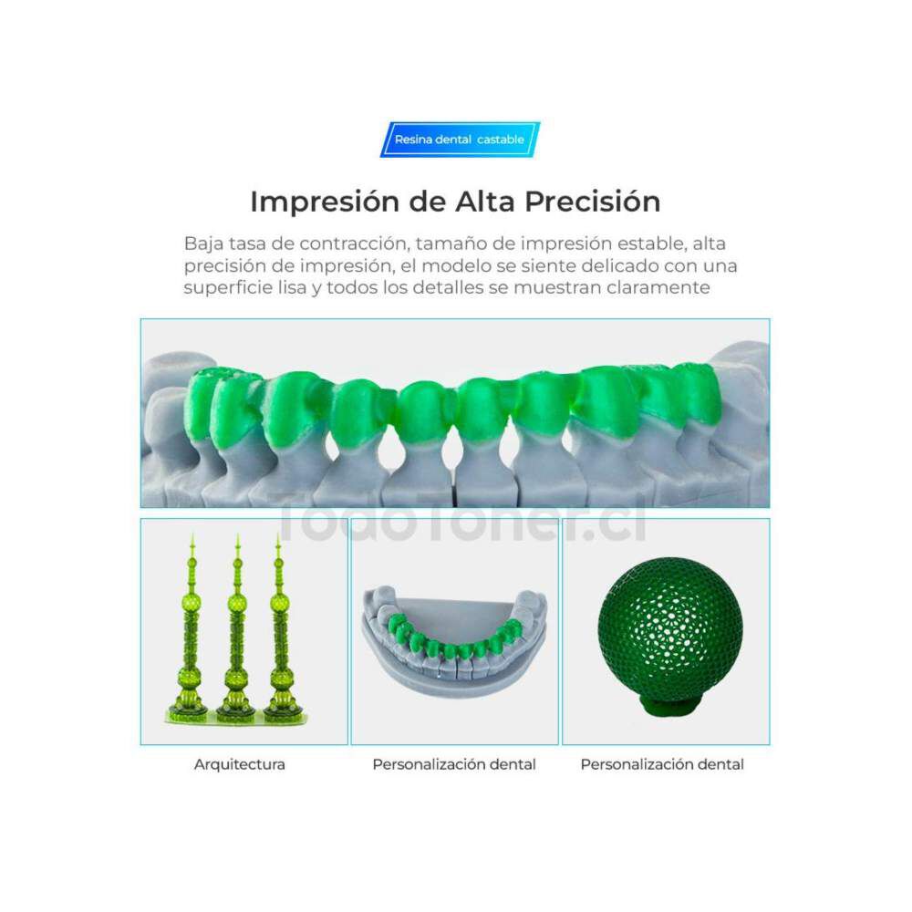 Resina Castable Dental Verde Transparente Para Impresoras 3d 1000g Creality image number 3.0