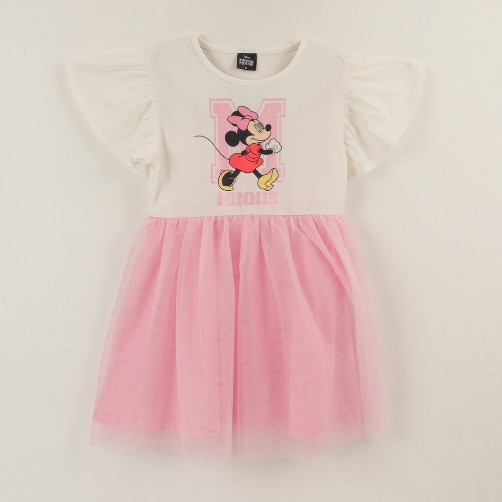 Vestido Manga Corta Ni&ntilde;a Rosado Tull Minnie Mouse Disney image number 0.0