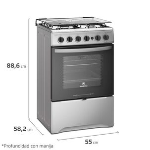 Cocina A Gas 4 Platos Limpiafácil Y Timer M 775 St Inox