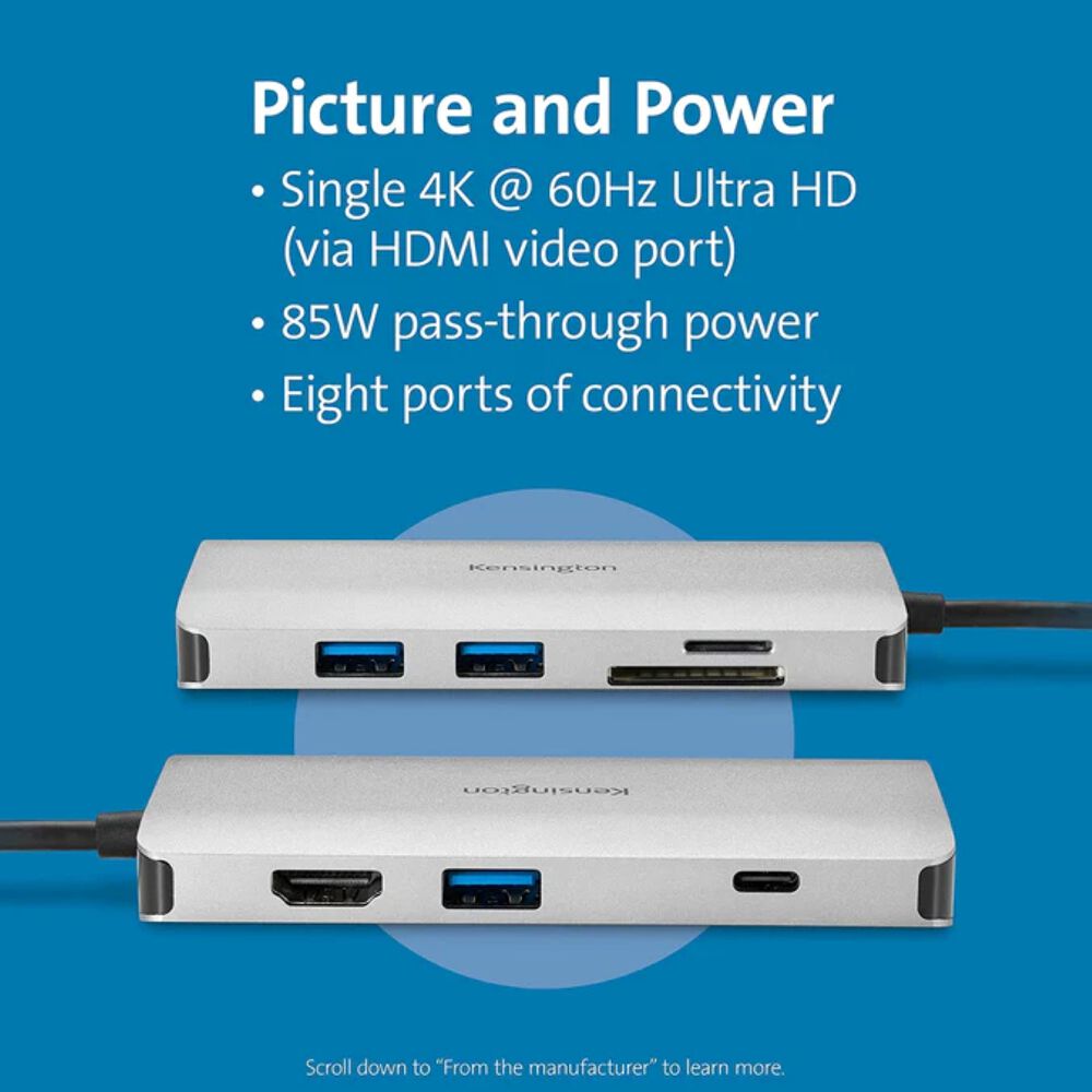 Dock Móvil Kensington Usb-c Sin Driver 8 En 1 Uh1400p image number 0.0