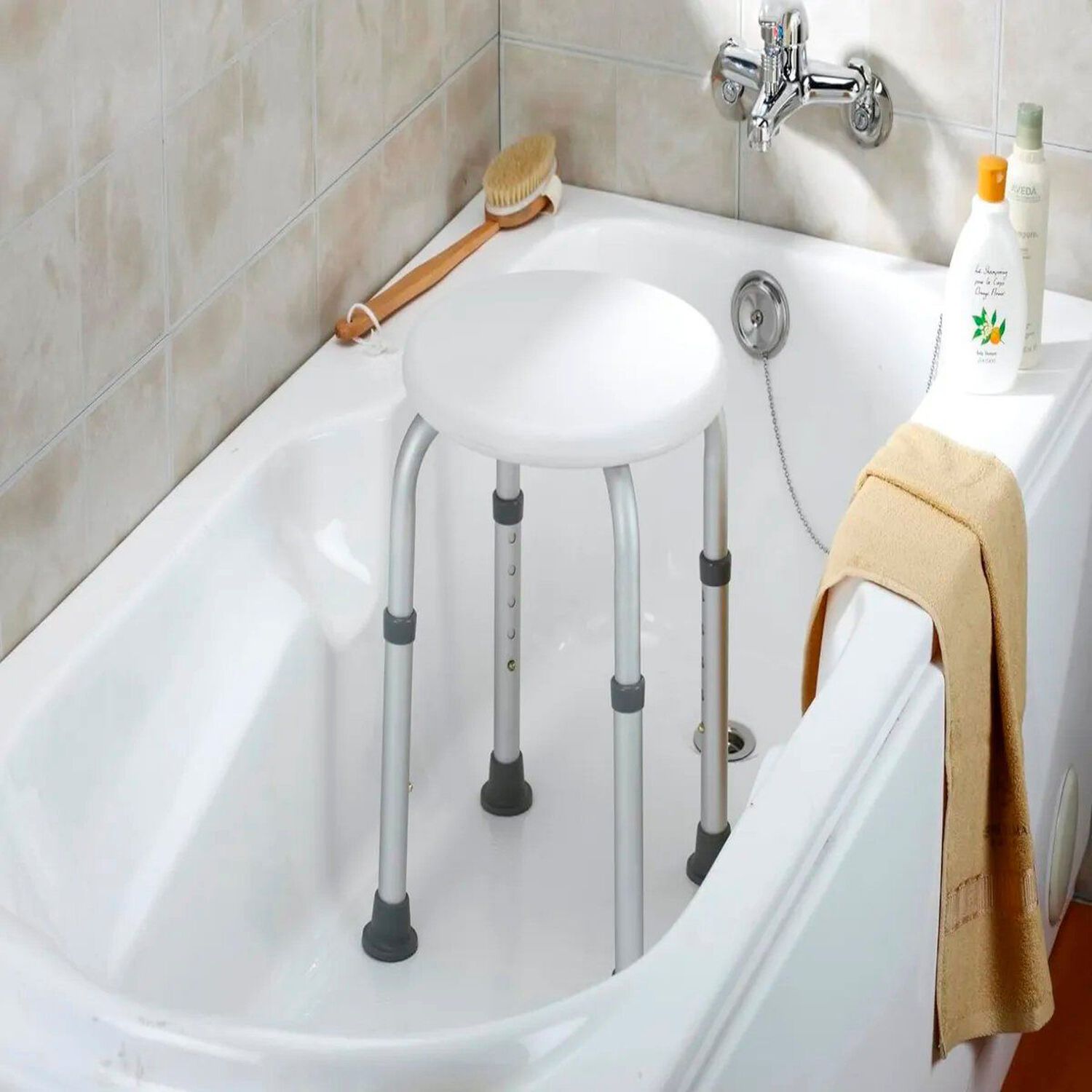 Silla Piso De Ducha Redondo Para Ba&ntilde;o Adulto Mayor Altura Regulable Aluminio Antideslizante 101a image number 4.0
