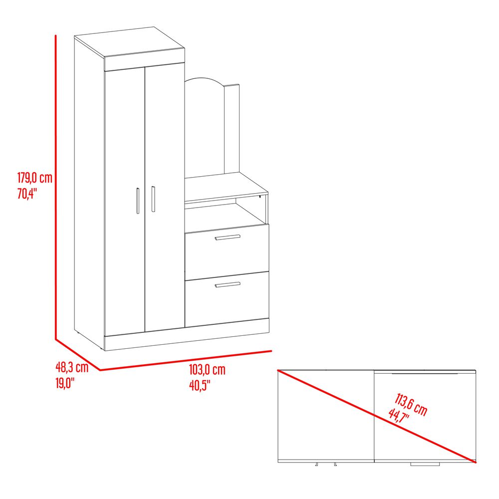 Closet Comoda Con Espejo 3 Puertas 1 Cajon image number 8.0