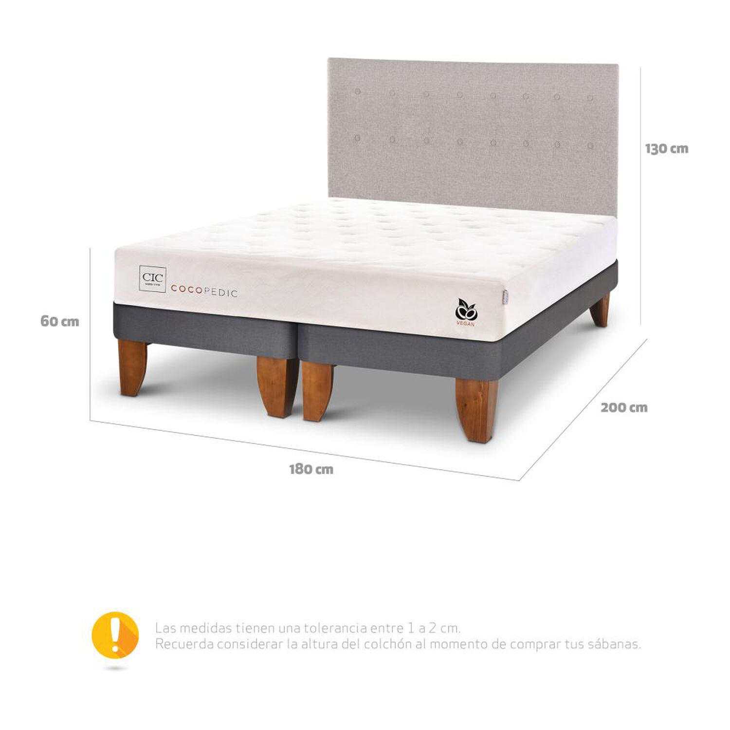 Cama Europea Cic Cocopedic / King / Base Dividida + Respaldo image number 4.0